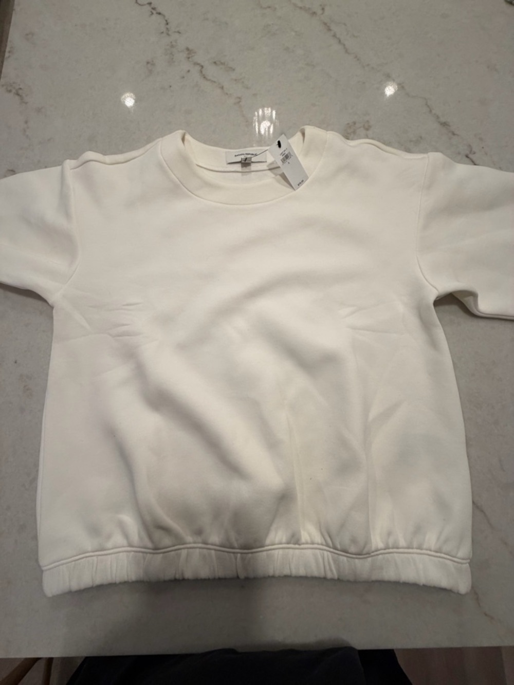 BANANA REPUBLIC Everyday Minimal Cream Crewneck Sweatshirt! NWT! S - Picture 4 of 5